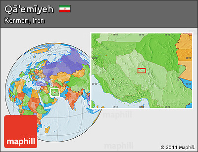 Political Location Map of Qā'emīyeh