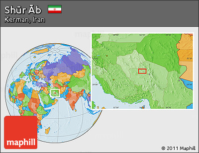 Political Location Map of Shūr Āb
