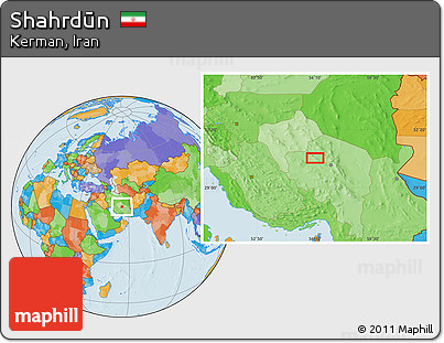 Political Location Map of Shahrdūn