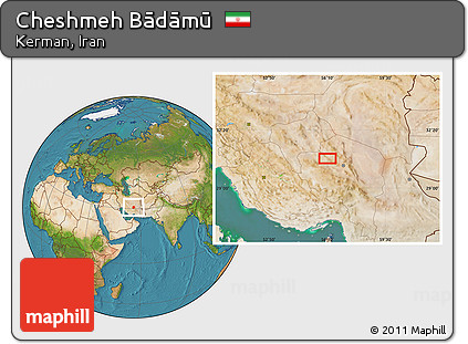 Satellite Location Map of Cheshmeh Bādāmū