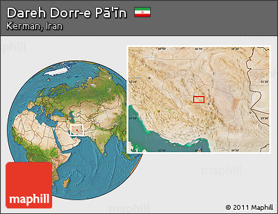 Satellite Location Map of Dareh Dorr-e Pā'īn