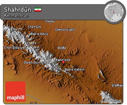 Physical Map of Shahrdūn