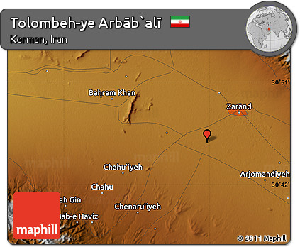 Physical Map of Tolombeh-ye Arbāb`alī