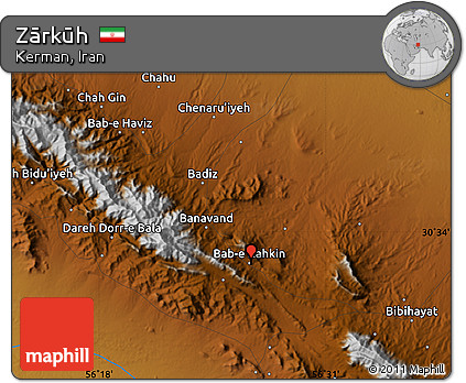 Physical Map of Zārkūh