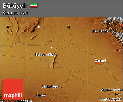 Physical Map of Būtūyeh