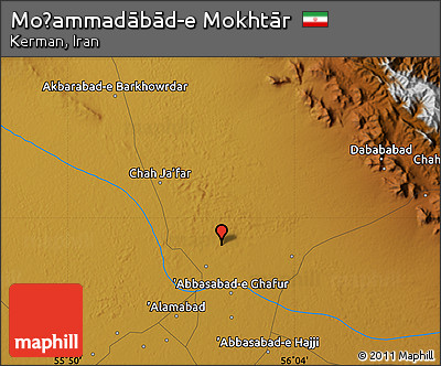 Physical Map of Moḩammadābād-e Mokhtār