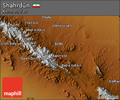 Physical Map of Shahrdūn