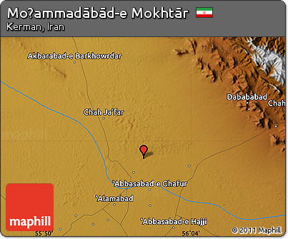 Physical Map of Moḩammadābād-e Mokhtār