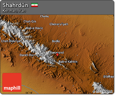 Physical Map of Shahrdūn