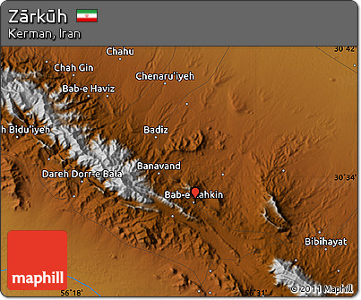 Physical Map of Zārkūh