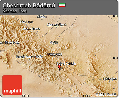 Satellite Map of Cheshmeh Bādāmū