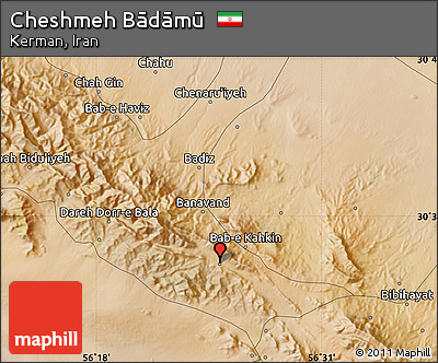 Satellite Map of Cheshmeh Bādāmū