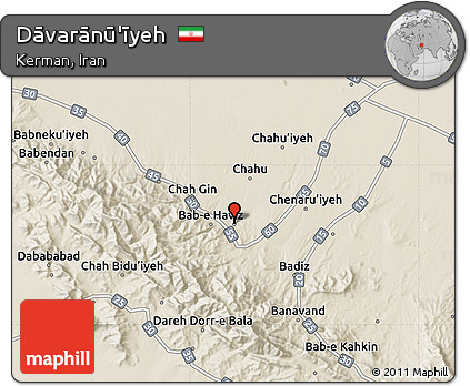 Shaded Relief Map of Dāvarānū'īyeh