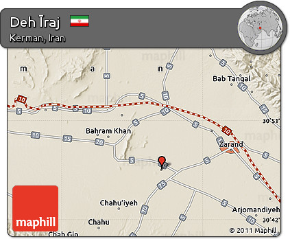 Shaded Relief Map of Deh Īraj