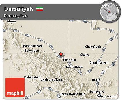 Shaded Relief Map of Derzū'īyeh