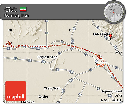 Shaded Relief Map of Gīsk