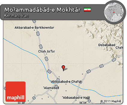Shaded Relief Map of Moḩammadābād-e Mokhtār