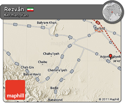Shaded Relief Map of Rezvān