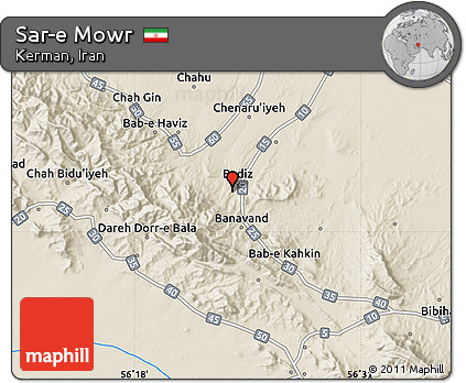 Shaded Relief Map of Sar-e Mowr