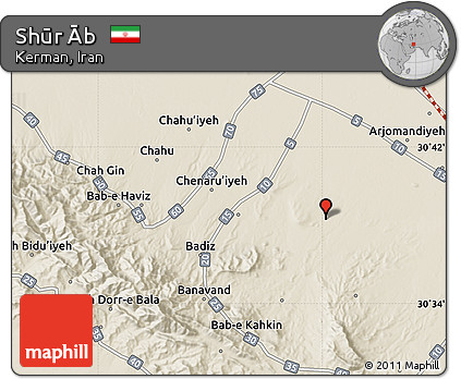 Shaded Relief Map of Shūr Āb
