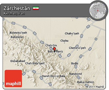 Shaded Relief Map of Zārchestān