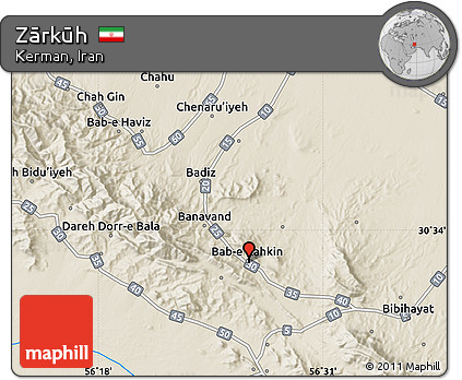 Shaded Relief Map of Zārkūh