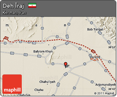Shaded Relief Map of Deh Īraj