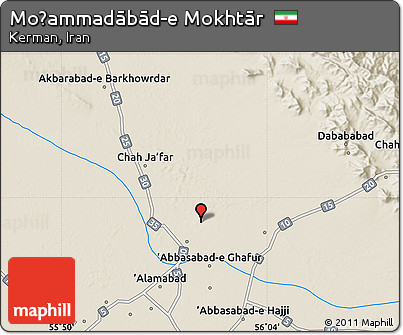 Shaded Relief Map of Moḩammadābād-e Mokhtār