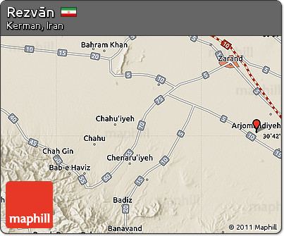 Shaded Relief Map of Rezvān