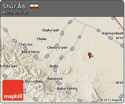 Shaded Relief Map of Shūr Āb