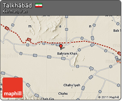 Shaded Relief Map of Talkhābād