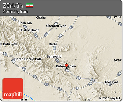 Shaded Relief Map of Zārkūh
