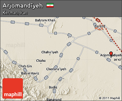 Shaded Relief Map of Arjomandīyeh