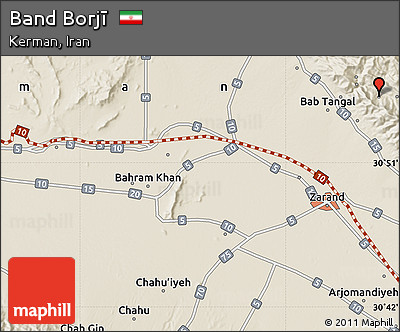 Shaded Relief Map of Band Borjī