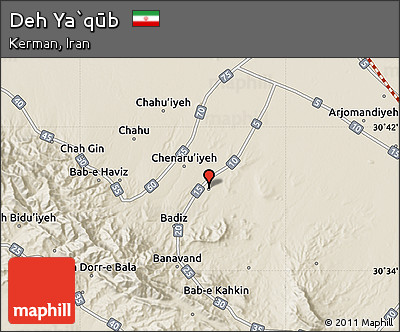 Shaded Relief Map of Deh Ya`qūb