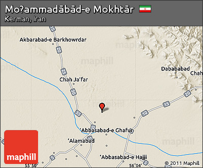 Shaded Relief Map of Moḩammadābād-e Mokhtār