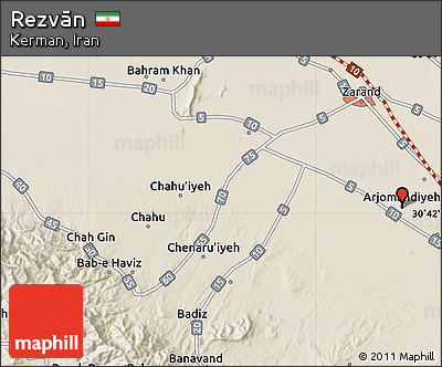 Shaded Relief Map of Rezvān