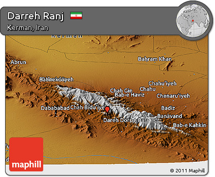 Physical Panoramic Map of Darreh Ranj
