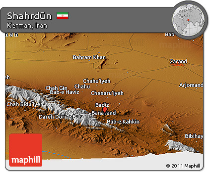 Physical Panoramic Map of Shahrdūn