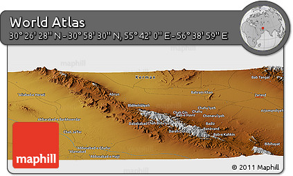 Physical Panoramic Map of the Area around 30° 42' 29" N, 56° 10' 29" E