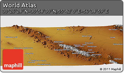 Physical Panoramic Map of the Area around 30° 42' 29" N, 56° 10' 29" E