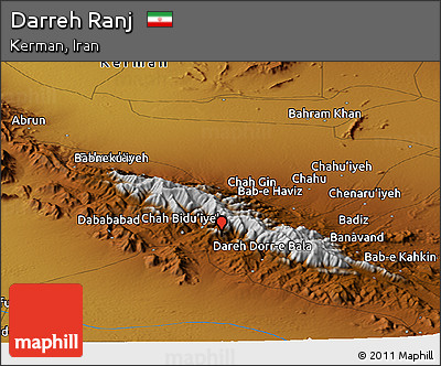 Physical Panoramic Map of Darreh Ranj