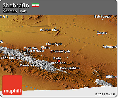 Physical Panoramic Map of Shahrdūn