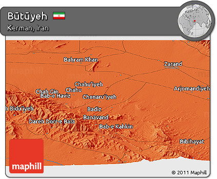 Political Panoramic Map of Būtūyeh