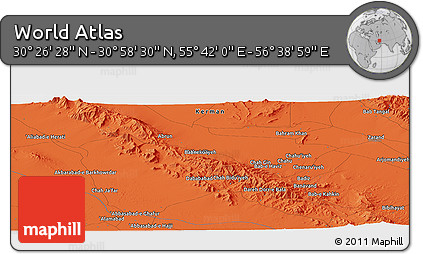 Political Panoramic Map of the Area around 30° 42' 29" N, 56° 10' 29" E