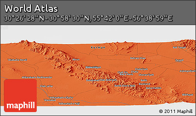 Political Panoramic Map of the Area around 30° 42' 29" N, 56° 10' 29" E