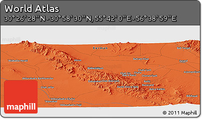 Political Panoramic Map of the Area around 30° 42' 29" N, 56° 10' 29" E