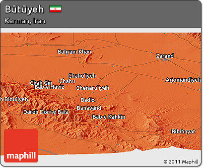 Political Panoramic Map of Būtūyeh