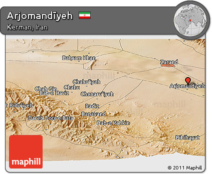 Satellite Panoramic Map of Arjomandīyeh