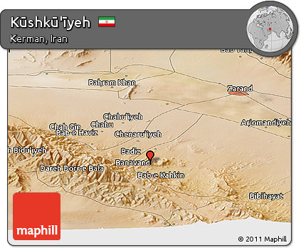 Satellite Panoramic Map of Kūshkū'īyeh